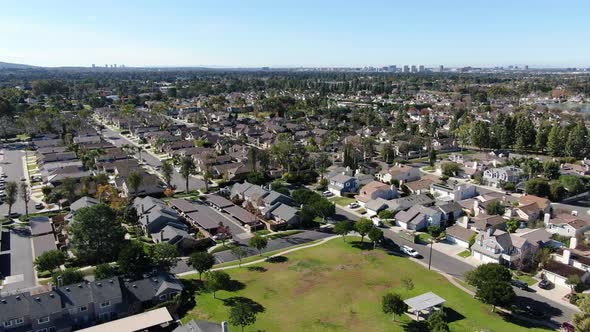 Aerial View of Residential Neighborhood in Irvine, California
