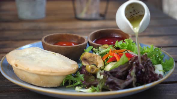 Vegan Brunch of Quiche Salad and Sauces