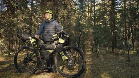 The Woman Travel on Mixed Terrain Cycle Touring with Bike Bikepacking