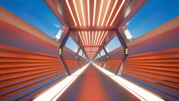 Movement Inside a Neon Metal Tunnel.