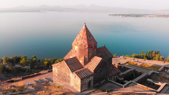 Aerial Circle Around Sevan Church