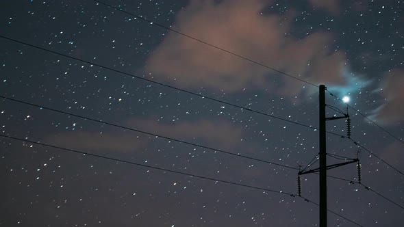 Night Starry Sky With Glowing Stars