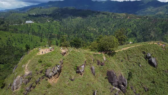 Little Adam's Peak mountain in Ella, Sri Lanka, Aerial 4K