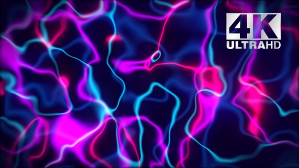 Abstract Blue and Pink Neon Lines Glowing Wavy liquid flow reflection 4k Background Loop