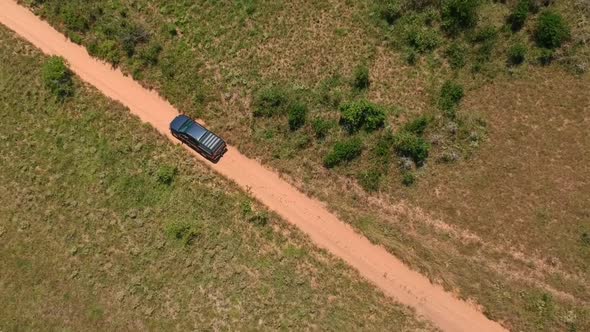 Drone Tracking Shot of an Offroad  Vehicle