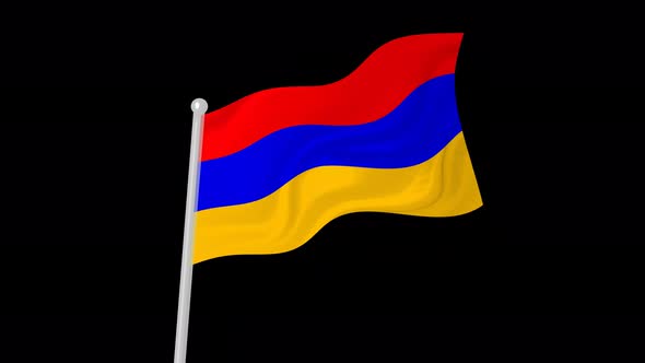 Armenia Flag Flying Wavy Animated Black Background