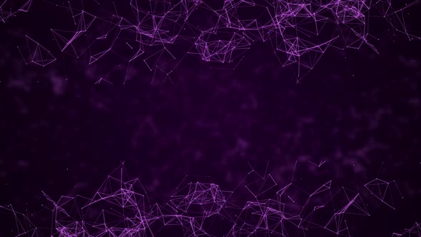 Glowing Plexus Network High Tech Background, Polygonal Network Loop Animation Over Black Background,