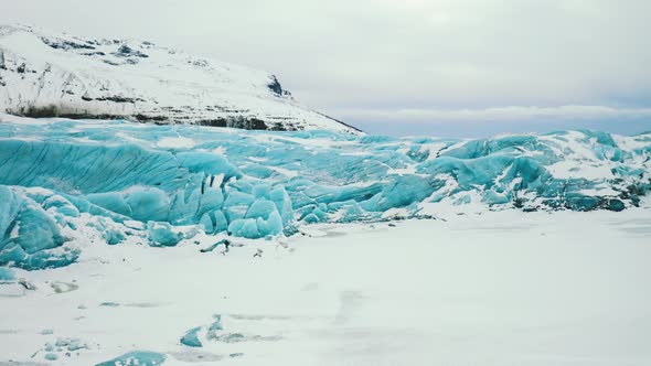 Aerial Drone Shot of Huge Glacier in Iceland