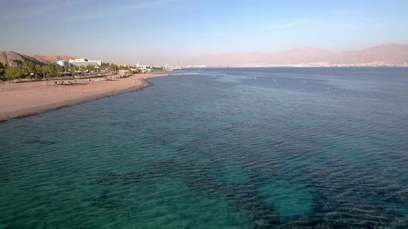 Aerial footage of the Coral Reef Nature Reserve, Eilat Israel.