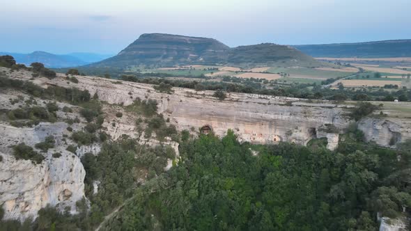 Aerial View of an Ancient Chapel in a Cave