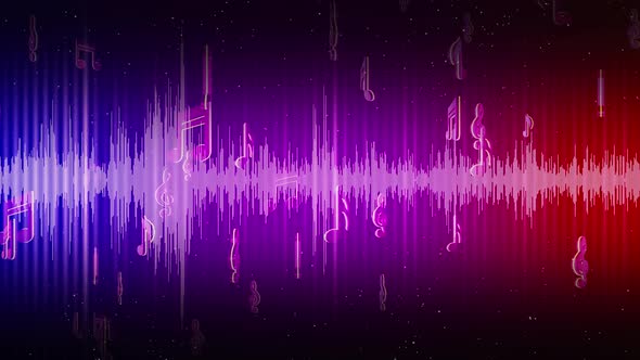 Audio Wave Music Musical Symbols and Notes Background Loop