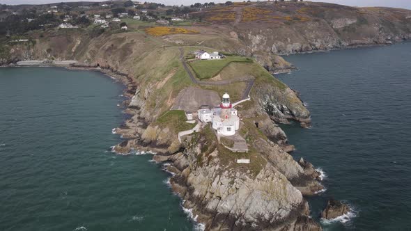 Last Irish Baily lighthouse at Howth head peak Dublin Ireland