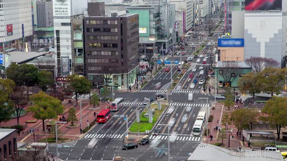 Nagoya City with Urban Transport Roads Timelapse