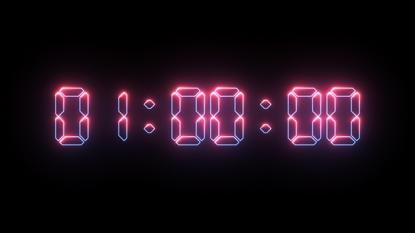 1 Minute Neon Digital Countdown V2
