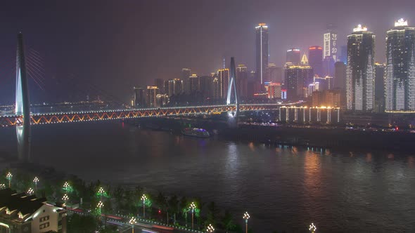 Chongqing City River with Bridges Aerial China