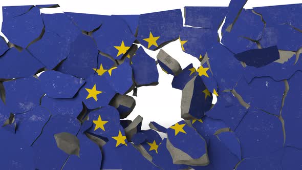 Breaking Wall with Painted Flag of EU alt