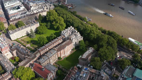 High Angle View of Historic Buildings in Temple Gardens