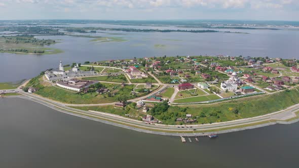 A Town-island Sviyazhsk in Russia - Several Religious Buildings and Residential Complex Placed on