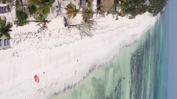 Vertical Video of the Coast of Zanzibar Island Tanzania Slow Motion