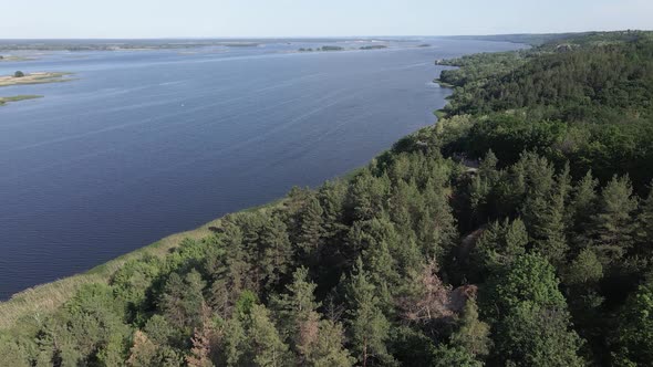 Dnipro River. Aerial View. Landmark of Ukraine