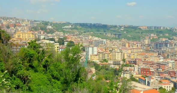 Overlooking the city of Naples from the Certosa di San Martino on beautiful sunny day in Naples, Ita