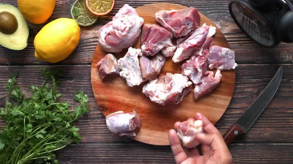 Raw Fresh Marbled Meat Steak on Chopping Board