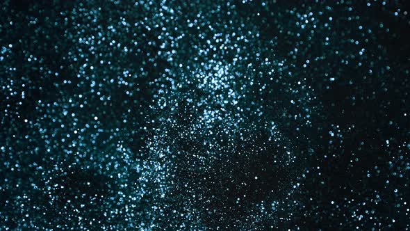 Blue Glitter Background in Super Slow Motion at 1000Fps