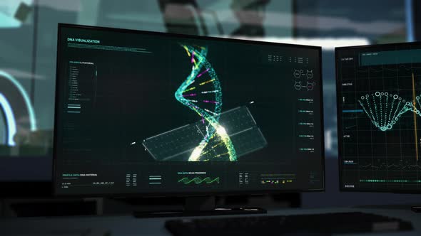 Analyzing the genetic molecules of the DNA Structure at the modern laboratory alt