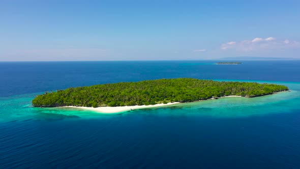 Tropical Island on the Attole, Top View. Mahaba Island, Philippines.