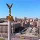 Aerial Shot of Independence Monument and Maidan Nezalezhnosti in Kyiv - VideoHive Item for Sale