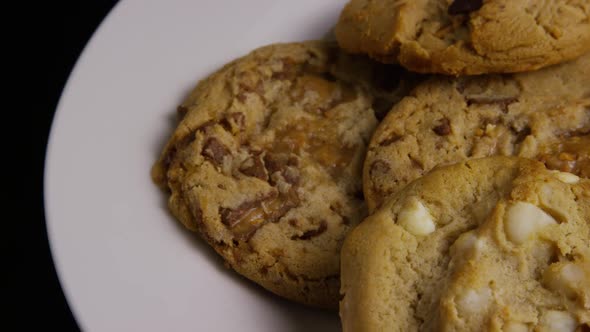 Cinematic, Rotating Shot of Cookies on a Plate 