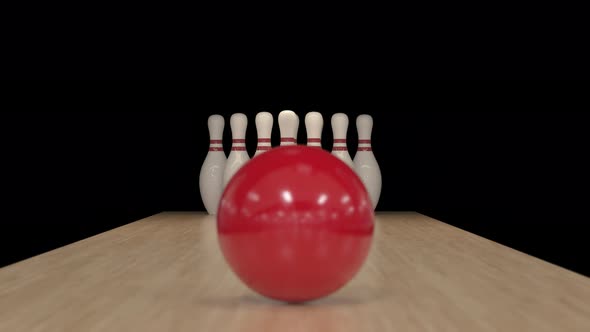 Bowling Strike in Slow Motion on Alpha Channel alt