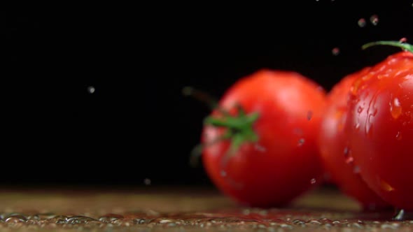 Extreme close-up tomatoes , Slow Motion