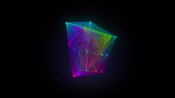 Abstract Colorful Plexus structure form 3D animation