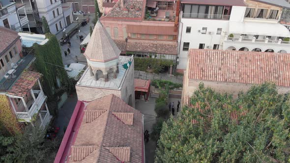 Aerial view of ancient basilic cathedral of Anchiskhati in Tbilisi, Georgia