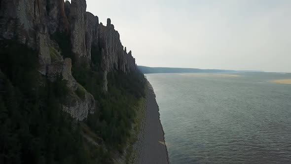 Lena Pillars. Natural Rock Formation Along the Banks of the Lena River in Far Eastern Siberia 