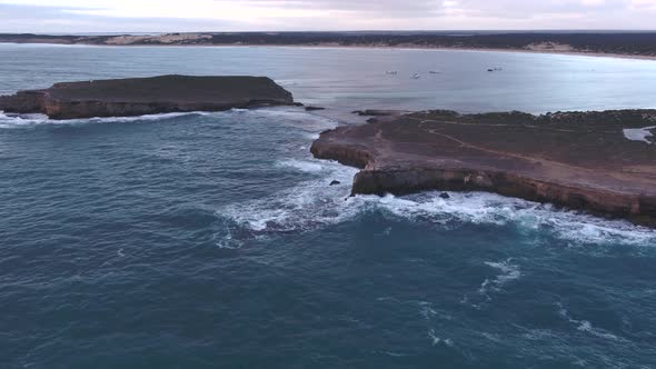 The coast line in South Australia during winter