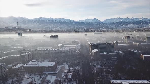 Shooting From a Drone Over the Big City of Almaty