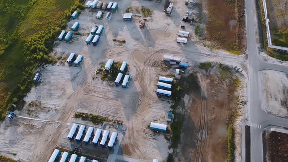 Mobile Home Town of Oil Workers. Flying Drone.