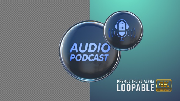 Audio Podcast Badge Looping with Alpha Channel