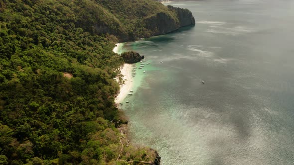 Tropical Seawater Lagoon and Beach Philippines El Nido