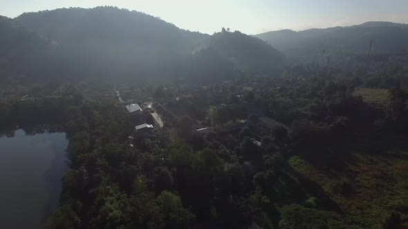 Countryside Village, Mountain Village in Phrae Province, ThailandAerial Shot