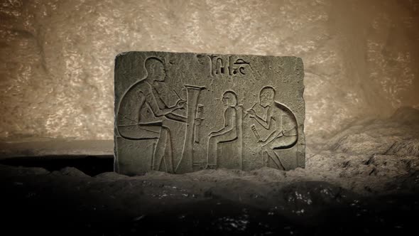 Ancient Egyptian Hieroglyphs on a Brick