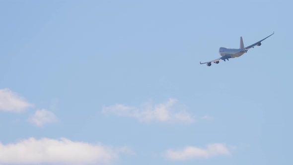 Airliner Flies at an Angle in a Turn