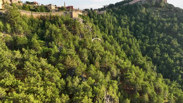 Paragliding aerial view 4 K Turkey Alanya