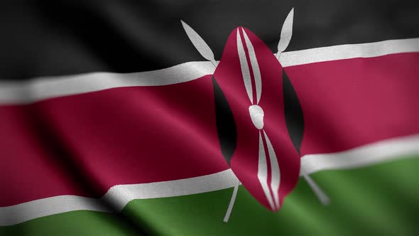 Kenya Flag Textured Waving Close Up Background HD