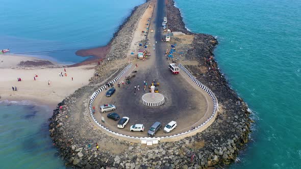 Tip of India - Dhanushkodi tip drone view