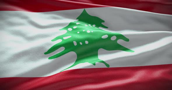 Lebanon waving flag loop