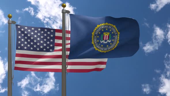 Usa Flag Vs Fbi Federal Bureau Of Investigation Flag  On Flagpole