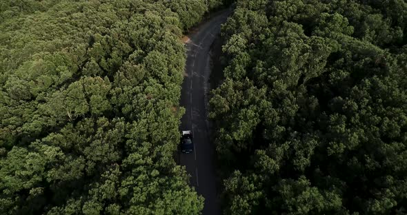 Sky View of Autumn Road with Car Aerial View of a Country Road on Beautiful Day